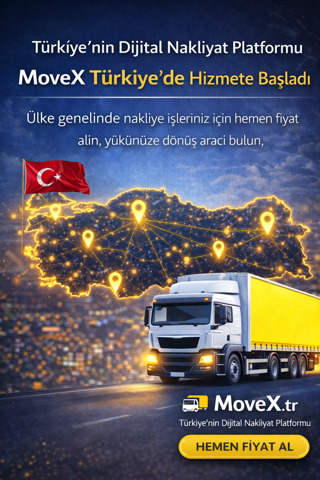 Denizli’den Türkiye’ye yeni bir dijital platform doğdu.

Denizli’li bir iş insanının geliştirdiği MoveX, lojistik ve evden eve nakliyat sektörüne yeni bir çözüm getiriyor.

✔️ Basit kullanım
✔️ Güvenli sistem
✔️ Ücretsiz platform
✔️ 165.000 araçlık büyük ağ

🚚 Yükünüz için dönüş aracı bulun
📦 Nakliye işlerinizi kolayca planlayın

👉 MoveX.tr