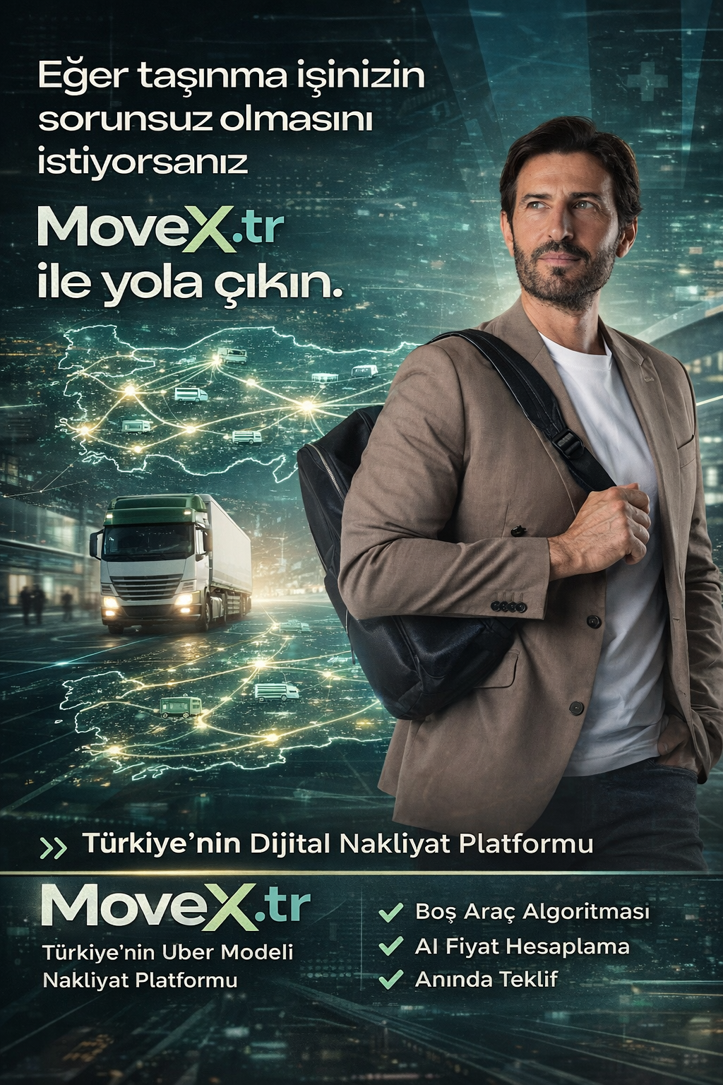 Denizli’den Türkiye’ye yeni bir dijital platform doğdu.

Denizli’li bir iş insanının geliştirdiği MoveX, lojistik ve evden eve nakliyat sektörüne yeni bir çözüm getiriyor.

✔️ Basit kullanım
✔️ Güvenli sistem
✔️ Ücretsiz platform
✔️ 165.000 araçlık büyük ağ

🚚 Yükünüz için dönüş aracı bulun
📦 Nakliye işlerinizi kolayca planlayın

👉 MoveX.tr