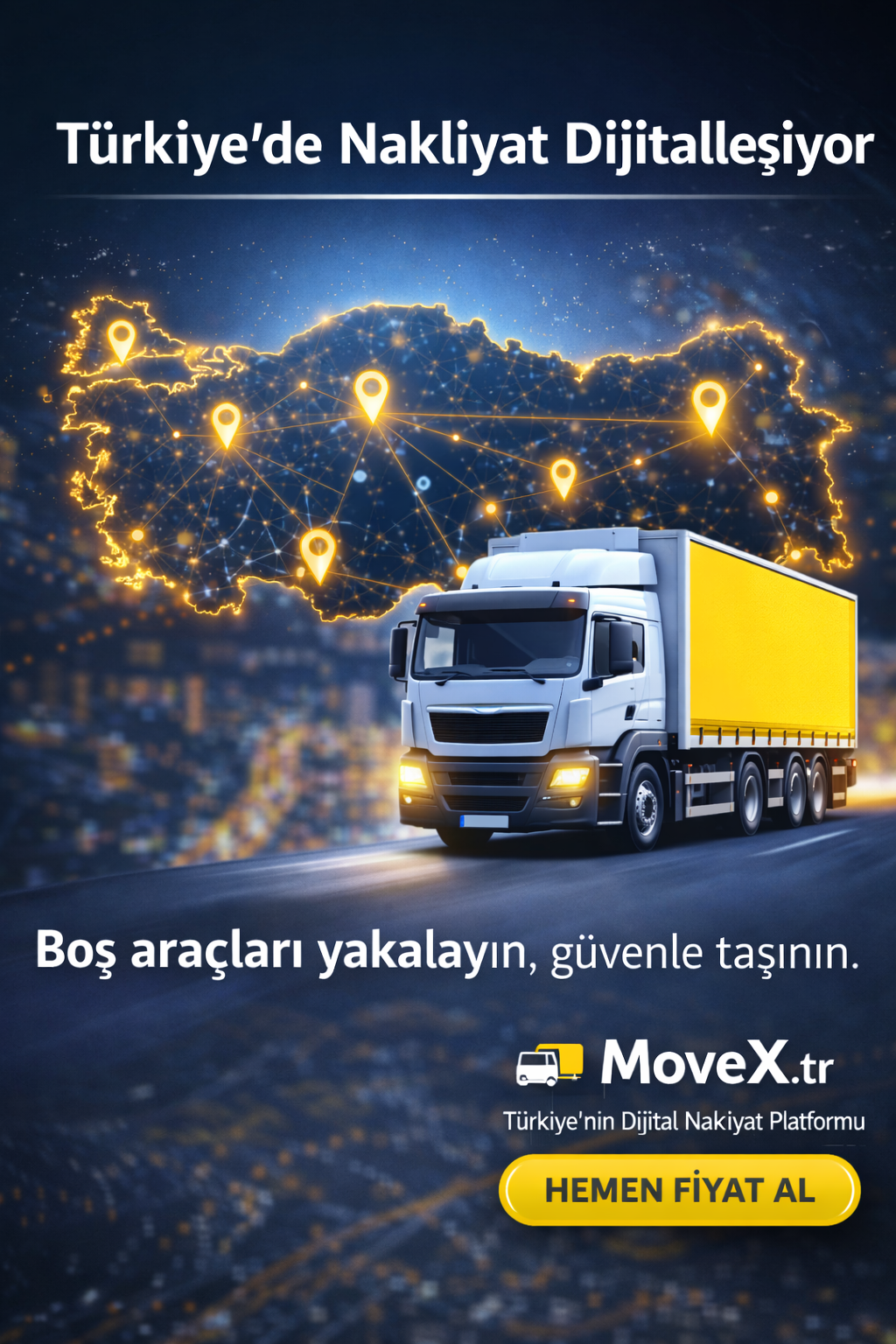 Denizli’den Türkiye’ye yeni bir dijital platform doğdu.

Denizli’li bir iş insanının geliştirdiği MoveX, lojistik ve evden eve nakliyat sektörüne yeni bir çözüm getiriyor.

✔️ Basit kullanım
✔️ Güvenli sistem
✔️ Ücretsiz platform
✔️ 165.000 araçlık büyük ağ

🚚 Yükünüz için dönüş aracı bulun
📦 Nakliye işlerinizi kolayca planlayın

👉 MoveX.tr